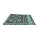 Sideview of Machine Washable Southwestern Light Blue Country Rug, wshcon1001lblu