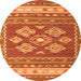 Machine Washable Southwestern Orange Country Area Rugs, wshcon1001org