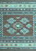 Machine Washable Southwestern Light Blue Country Rug, wshcon1001lblu