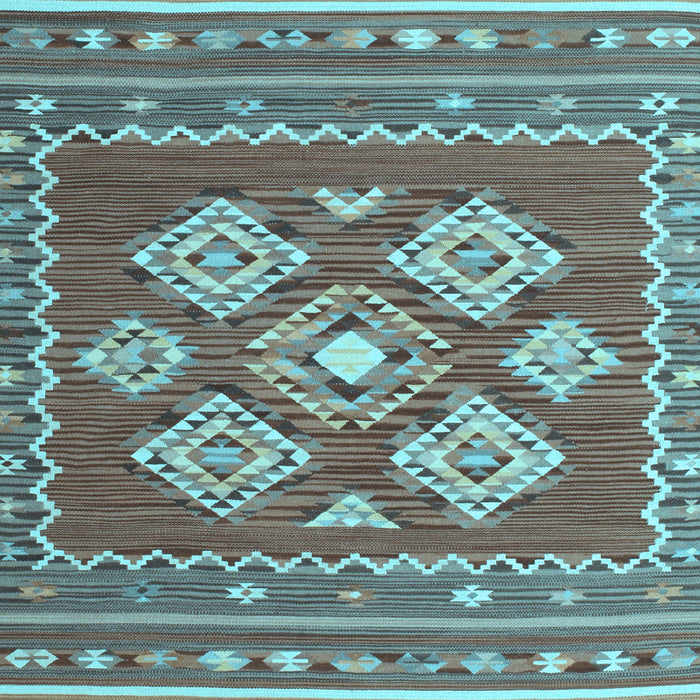 Machine Washable Southwestern Light Blue Country Rug, wshcon1001lblu