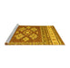 Sideview of Machine Washable Southwestern Yellow Country Rug, wshcon1001yw