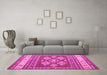 Machine Washable Southwestern Pink Country Rug in a Living Room, wshcon1001pnk