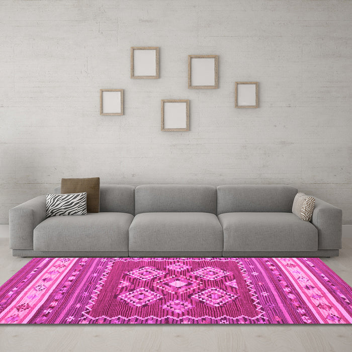 Machine Washable Southwestern Pink Country Rug in a Living Room, wshcon1001pnk