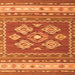 Round Machine Washable Southwestern Orange Country Area Rugs, wshcon1001org