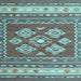 Square Machine Washable Southwestern Light Blue Country Rug, wshcon1001lblu