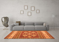 Machine Washable Southwestern Orange Country Rug, wshcon1001org