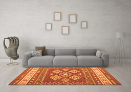 Machine Washable Southwestern Orange Country Area Rugs in a Living Room, wshcon1001org