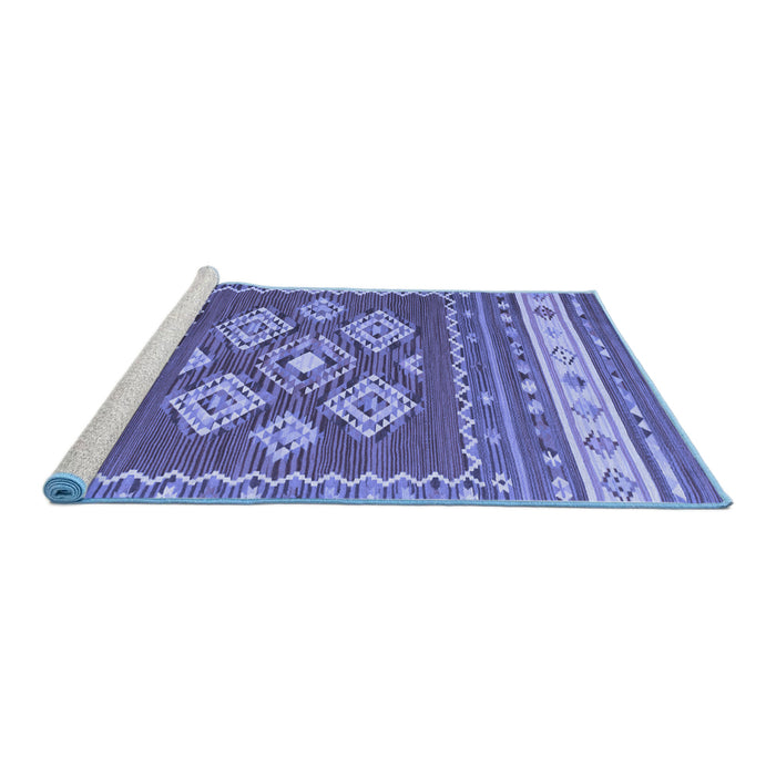 Sideview of Machine Washable Southwestern Blue Country Rug, wshcon1001blu
