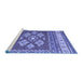 Sideview of Machine Washable Southwestern Blue Country Rug, wshcon1001blu