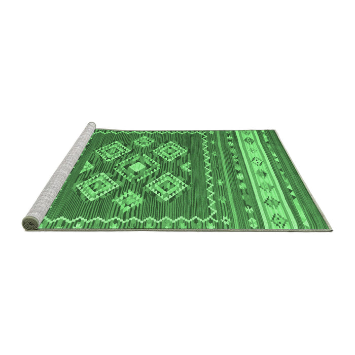 Sideview of Machine Washable Southwestern Emerald Green Country Area Rugs, wshcon1001emgrn