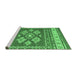 Sideview of Machine Washable Southwestern Emerald Green Country Area Rugs, wshcon1001emgrn