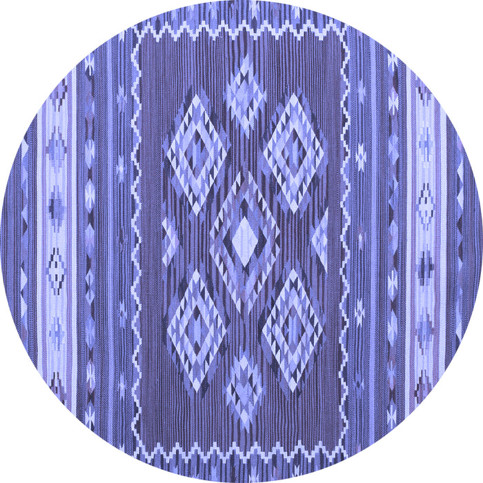 Round Southwestern Blue Country Rug, con1001blu