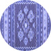 Round Southwestern Blue Country Rug, con1001blu