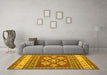 Machine Washable Southwestern Yellow Country Rug in a Living Room, wshcon1001yw