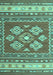 Machine Washable Southwestern Turquoise Country Area Rugs, wshcon1001turq