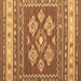 Square Machine Washable Southwestern Brown Country Rug, wshcon1001brn