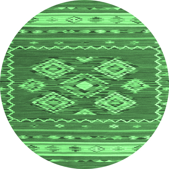 Round Southwestern Emerald Green Country Rug, con1001emgrn