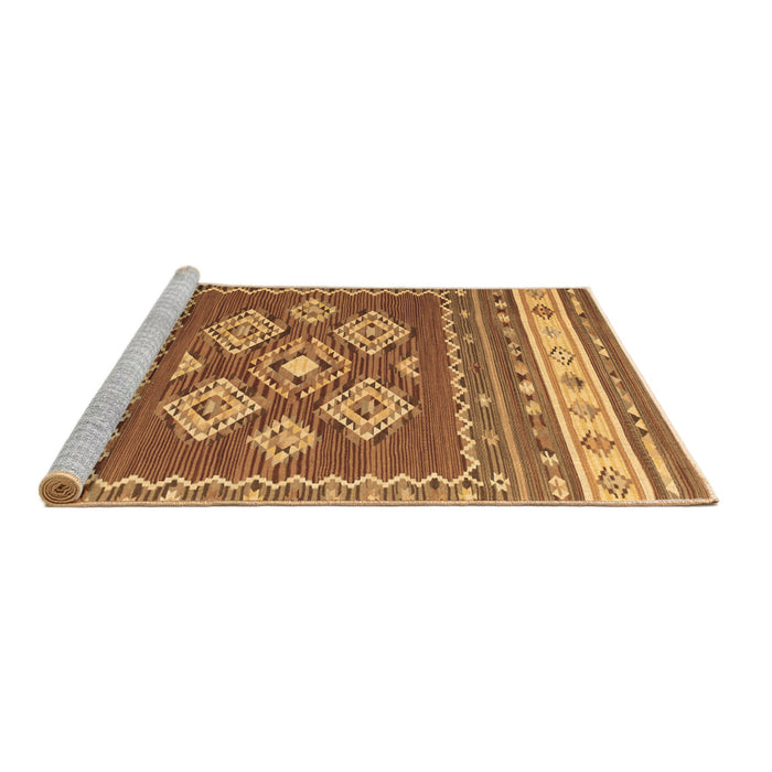 Sideview of Machine Washable Southwestern Brown Country Rug, wshcon1001brn