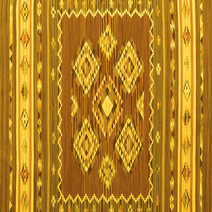 Square Machine Washable Southwestern Yellow Country Rug, wshcon1001yw