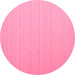 Round Machine Washable Abstract Pink Contemporary Rug, wshcon1002pnk