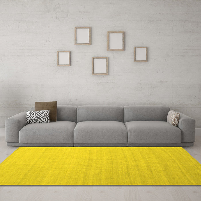 Machine Washable Abstract Yellow Contemporary Rug in a Living Room, wshcon1003yw