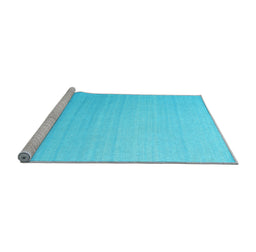 Sideview of Machine Washable Abstract Light Blue Contemporary Rug, wshcon1003lblu