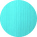 Round Abstract Turquoise Contemporary Rug, con1003turq