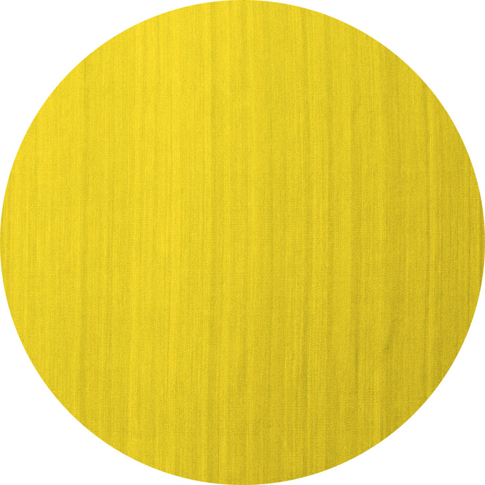 Round Abstract Yellow Contemporary Rug, con1003yw