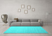 Machine Washable Abstract Turquoise Contemporary Area Rugs in a Living Room,, wshcon1003turq