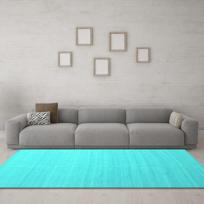 Machine Washable Abstract Turquoise Contemporary Area Rugs in a Living Room,, wshcon1003turq