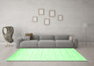 Machine Washable Abstract Emerald Green Contemporary Area Rugs in a Living Room,, wshcon1004emgrn