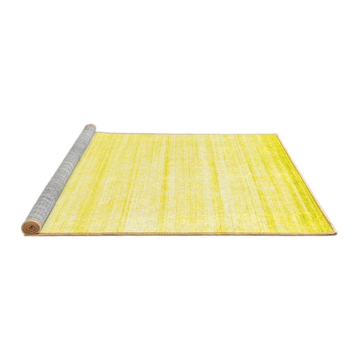 Sideview of Machine Washable Abstract Yellow Contemporary Rug, wshcon1004yw