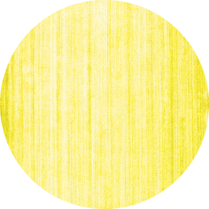 Round Machine Washable Abstract Yellow Contemporary Rug, wshcon1004yw