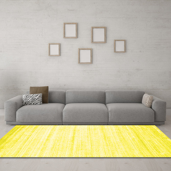 Machine Washable Abstract Yellow Contemporary Rug in a Living Room, wshcon1004yw
