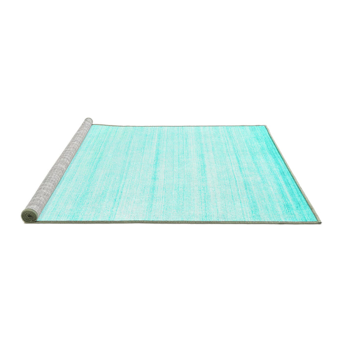 Sideview of Machine Washable Abstract Turquoise Contemporary Area Rugs, wshcon1004turq