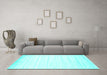 Machine Washable Abstract Turquoise Contemporary Area Rugs in a Living Room,, wshcon1004turq