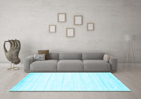 Machine Washable Abstract Light Blue Contemporary Rug, wshcon1004lblu