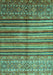 Machine Washable Southwestern Turquoise Country Area Rugs, wshcon1005turq