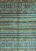 Machine Washable Southwestern Light Blue Country Rug, wshcon1005lblu