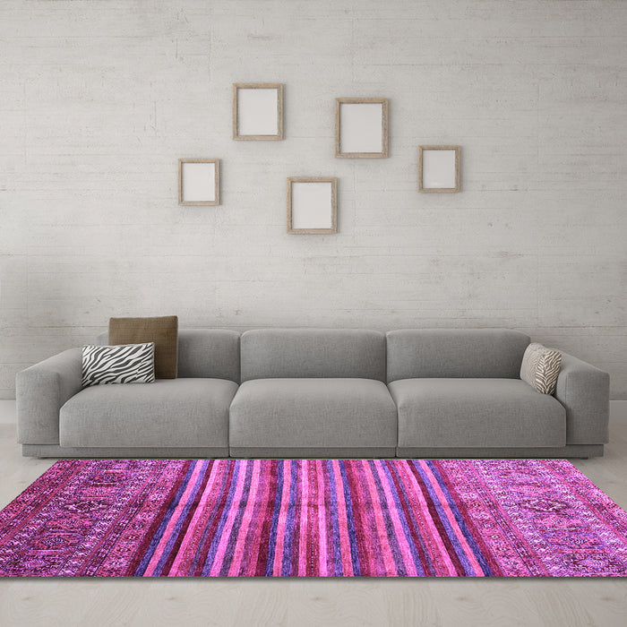 Machine Washable Southwestern Purple Country Area Rugs in a Living Room, wshcon1005pur