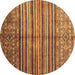 Round Southwestern Brown Country Rug, con1005brn