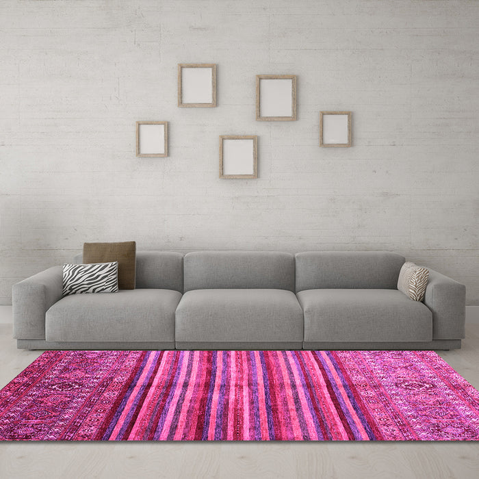 Machine Washable Southwestern Pink Country Rug in a Living Room, wshcon1005pnk