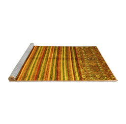 Sideview of Machine Washable Southwestern Yellow Country Rug, wshcon1005yw