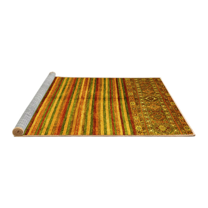 Sideview of Machine Washable Southwestern Yellow Country Rug, wshcon1005yw