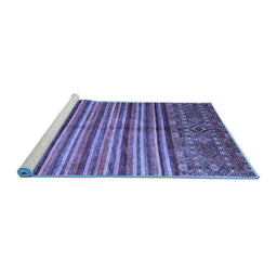 Sideview of Machine Washable Southwestern Blue Country Rug, wshcon1005blu