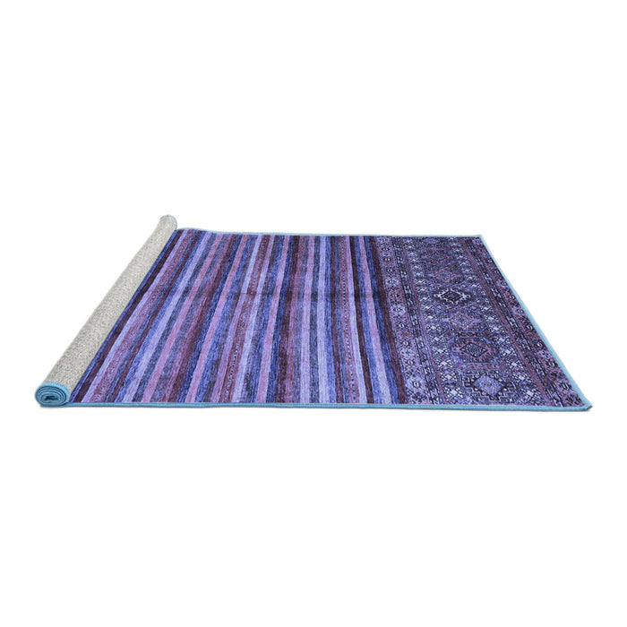 Sideview of Machine Washable Southwestern Blue Country Rug, wshcon1005blu