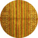 Round Southwestern Yellow Country Rug, con1005yw