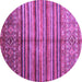 Round Southwestern Purple Country Rug, con1005pur