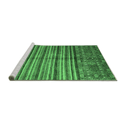 Sideview of Machine Washable Southwestern Emerald Green Country Area Rugs, wshcon1005emgrn