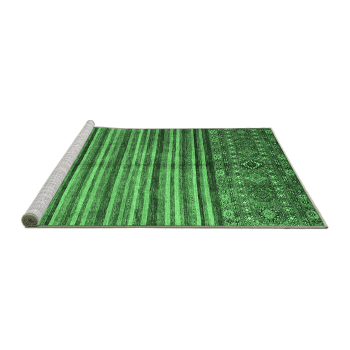 Sideview of Machine Washable Southwestern Emerald Green Country Area Rugs, wshcon1005emgrn